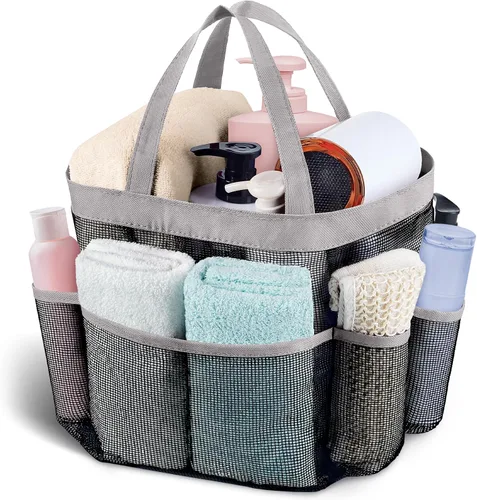 Miniatura 17 de Attmu Organizador de ducha de malla portátil, de secado rápido, bolsa de ducha colgante para dormitorio universitario, artículos esenciales de gran