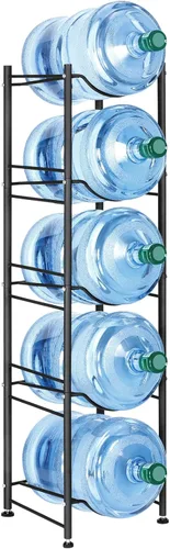 Miniatura 10 de MOOACE Estante para jarra de agua de 3 niveles, soporte desmontable para botellas de agua de 5 galones, estante de almacenamiento, color negro