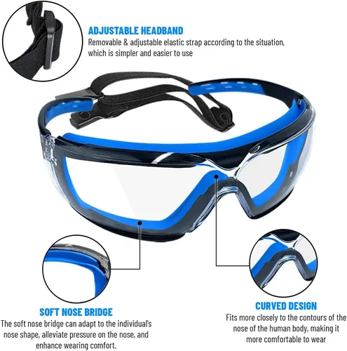 Miniatura 2 de Paquete de 6 lentes de seguridad para hombres y mujeres, lentes transparentes, certificación ANSI Z87.1 y CE, ajustables, resistentes a