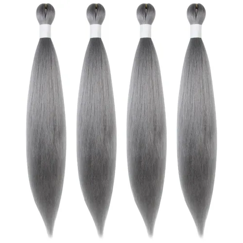 Miniatura 28 de Cabello trenzado preestirado de 10 pulgadas, 4 paquetes, extensiones de cabello corto para trenzas, cabello sintético preestirado #1 (negro azabache)