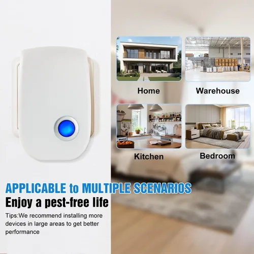 Miniatura 7 de Repelente ultrasónico mejorado, paquete de 6 paquetes de enchufe electrónico para control de plagas para ratón, insectos, cucarachas, insectos