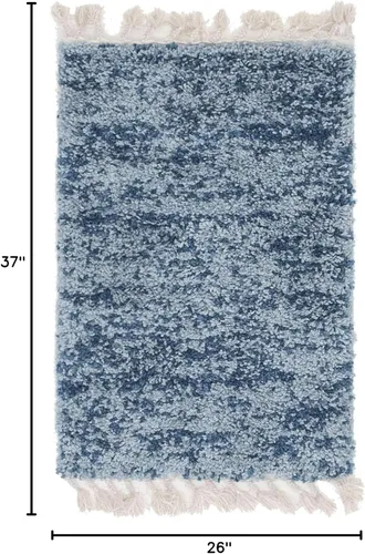 Miniatura 2 de Unique Loom Hygge Shag Collection - Alfombra moderna de inspiración marroquí, afelpada y acogedora, 2.2 x 3 pies, color azul/azul marino
