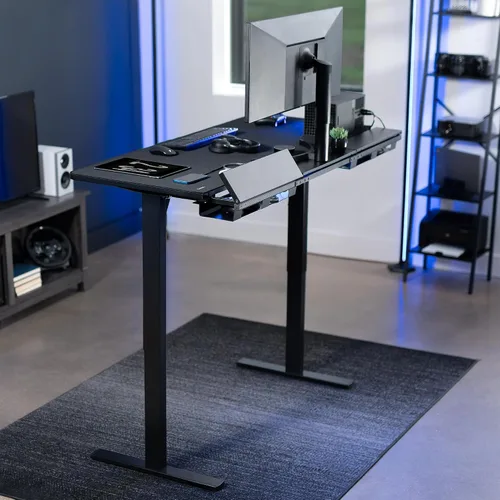 Miniatura 2 de VIVO Mesa universal de 60 x 30 pulgadas con bandejas de cables ocultas integradas para estándares y marcos de escritorio para sentarse a estar