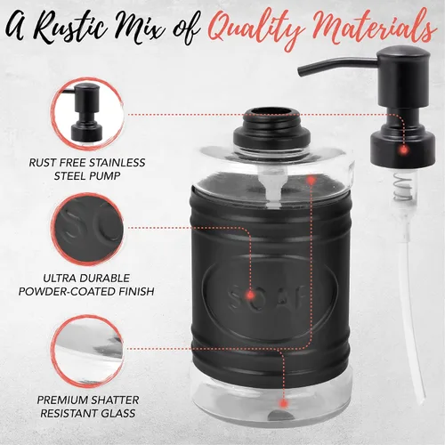 Miniatura 8 de Autumn Alley Farmhouse - Juego de accesorios de baño negro mate (4 piezas) - Dispensador de jabón de loción, juego de soporte para cepillos