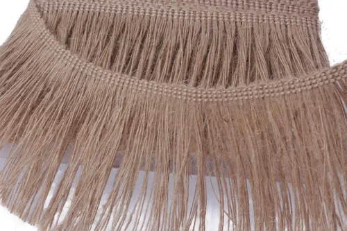 Miniatura 2 de Borde de arpillera con flecos de yute y borlas, 4 pulgadas de ancho, 5 yardas de largo para accesorios de ropa, vestidos de novia latinos