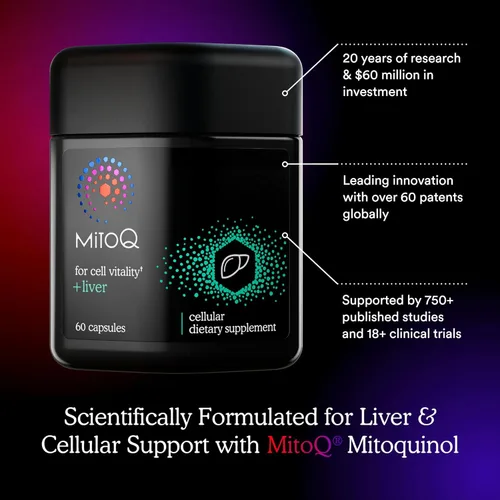 Miniatura 4 de MitoQ +Hígado - Suplemento hepático avanzado con cardo mariano altamente biodisponible, colina, mitoquinol de selenio - Apoya el metabolismo