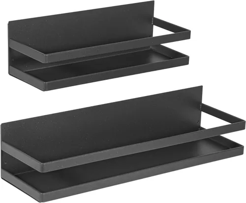 Miniatura 11 de Uten Estante grande para especias para refrigerador, paquete de 2 estantes magnéticos fuertes, organizador de refrigerador movible, ahorro de Gris