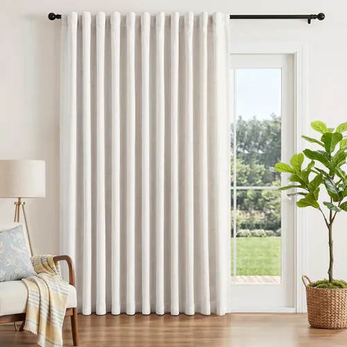 Miniatura 15 de INOVADAY Cortinas 100% opacas de 63 pulgadas de largo, juego de 2 paneles de lino con pestaña trasera, bolsillo para barra, cortinas opacas
