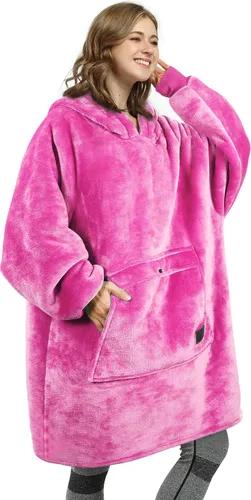 Miniatura 15 de Catalonia Sudadera extragrande tipo manta con capucha, sudadera de sherpa portátil para adultos, hombres y mujeres