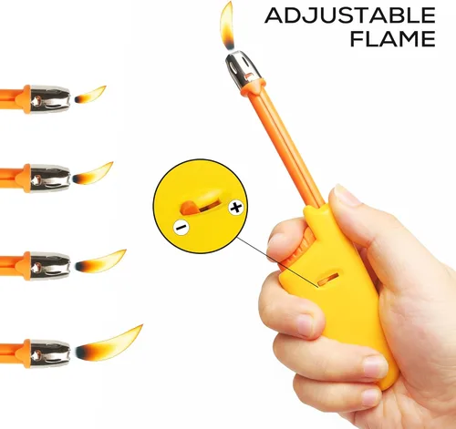 Miniatura 4 de Encendedor de velas de cuello largo ajustables, encendedor de gas butano, encendedor de plástico recargable, encendedor de cocina (paquete de 5)