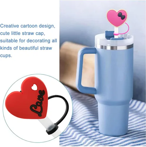 Miniatura 5 de Tapa con cubierta para popote de vaso Stanley, Tapa superior compatible para vaso de 30 y 40 Oz con asa, Puntas de popote reutilizables a prueba