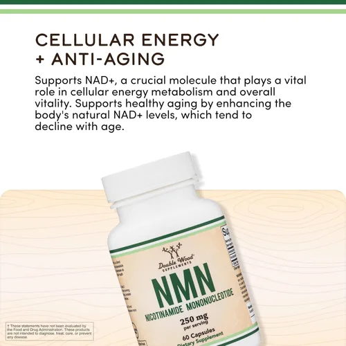 Miniatura 4 de Suplemento NMN - 99% de pureza probada - 125 mg por cápsula de mononucleótido de nicotinamida, 60 cápsulas, por Double Wood Supplements