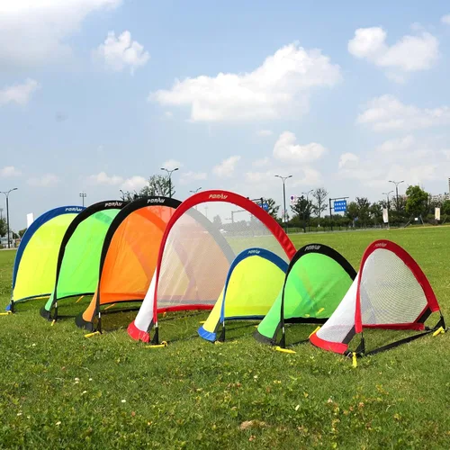 Miniatura 9 de Poray Soccer Goal for Kid Easy-up Set of Two Portable Soccer Net 210D Oxford with 8 Field Marker Cones Extra Stakes Fun for Backyard and Soccer Verde