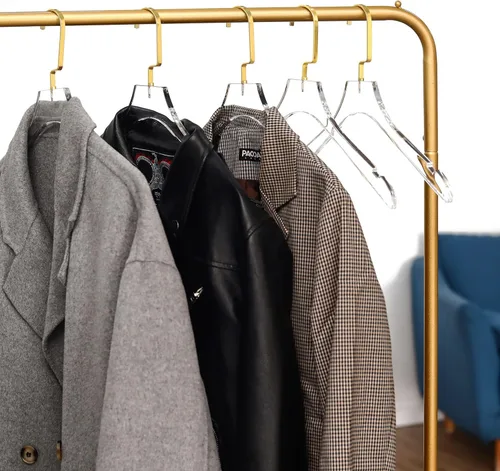 Miniatura 2 de Besser - Perchas acrílicas transparentes, paquete de 15 unidades, perchas acrílicas de alta calidad transparentes con ganchos dorados, perchas