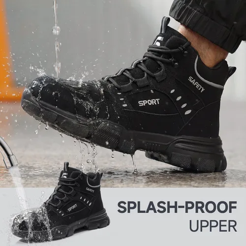 Miniatura 4 de Botas de punta de acero para hombre, botas de trabajo ligeras para hombres, botas de seguridad altas con suela media Kevlar resistente a pinchazos