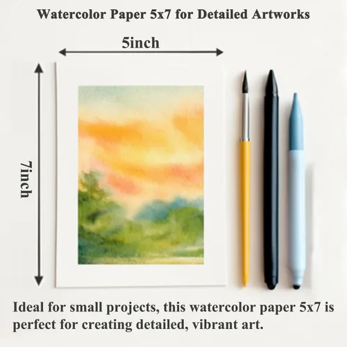 Miniatura 3 de SuFly Bloc de papel de acuarela de 5 x 7 pulgadas, 64 hojas de papel de acuarela de prensa en frío de 140 libras, papel de pintura de acuarela
