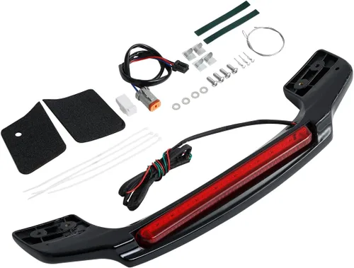 TCT-MOTORPARTS Alerón de luz LED negro vívido para maletero de Harley King Razor Chopped Trunk Luggage Electra Glide Road Glide Street Glide