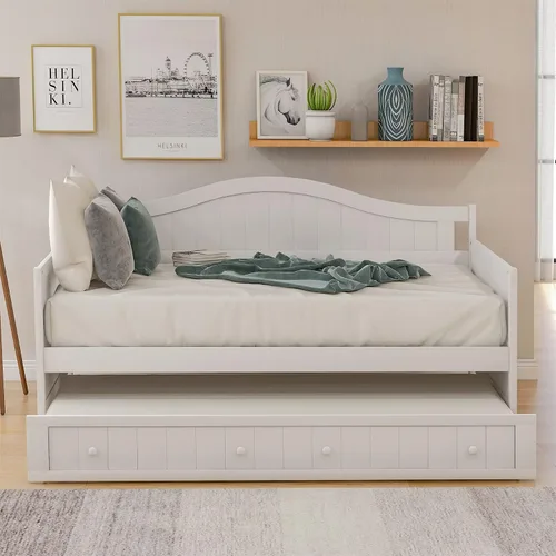 Miniatura 12 de Harper & Bright Designs Sofá cama individual con cama nido, marco de sofá cama individual de madera para dormitorio, habitación de invitados, sala