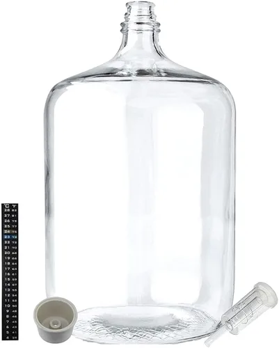Home Brew Ohio Carboy de vidrio de 6.5 galones con tapón perforado, esclusa de aire de tres piezas y termómetro de doble escala