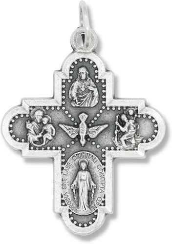 Paquete de 10 medallas de cruz de cinco vías ovaladas de plata oxidadas de 1 18 pulgadas para collar medallas para joyería católica fabricado en