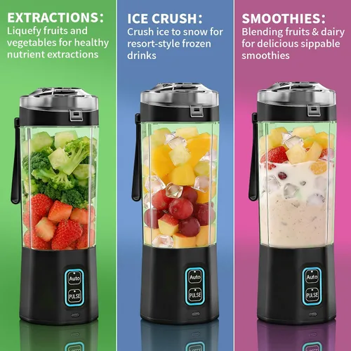 Miniatura 3 de Licuadora portátil para batidos, 24 onzas, exprimidor personal inalámbrico de proteínas con tapa a prueba de fugas, sin BPA, recargable, mini