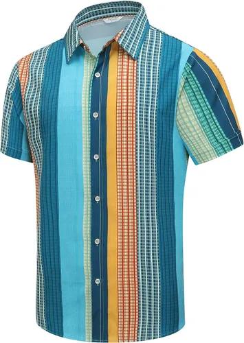 Miniatura 28 de SheLucki - Camisa hawaiana para hombre, unisex, de manga corta, con botones, para la playa y el verano, ropa casual estampada con sombra de palmas