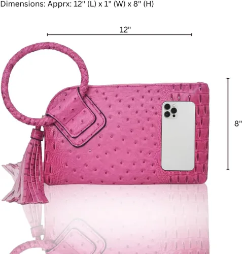 Miniatura 3 de NGIL Mini bolso de pulsera de piel sintética para mujer con borla de flecos, cartera de pulsera para mujer