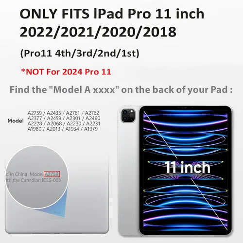 Miniatura 2 de HXCASEAC Funda para iPad Pro de 11 pulgadas (2022/2021/2020/2018) a prueba de golpes con soporte para lápiz, protector de pantalla, correa de mano