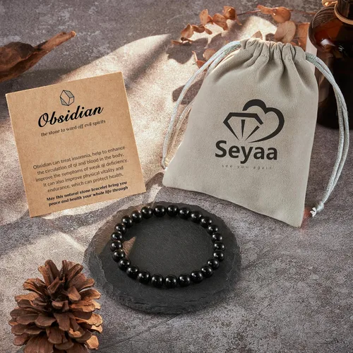 Miniatura 5 de Seyaa Pulsera de yoga para aliviar el estrés y la ansiedad, piedra de cristal natural, regalos curativos para mujeres, hombres y adolescentes
