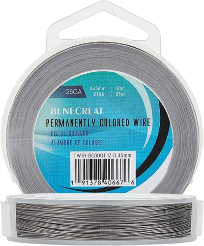 Miniatura 20 de BENECREAT 98 pies 0.02 pulgadas (0.5mm) alambre de cuentas de 7 hebras negro alambre de acero inoxidable recubierto de nailon para collar, pulsera