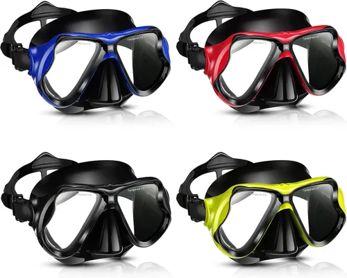 Preboun 4 máscaras de buceo para adultos, antiempañamiento, sin fugas, gafas de snorkel para hombres y mujeres, gafas de natación panorámicas con