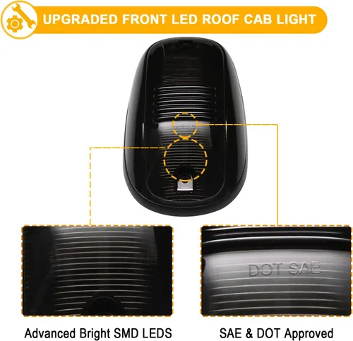 Miniatura 3 de R&F Auto Luces LED de cabina 5 piezas de luces de marcador de techo de cabina ahumadas compatibles con Ram 1500 2500 3500 (2003-2018) lámparas