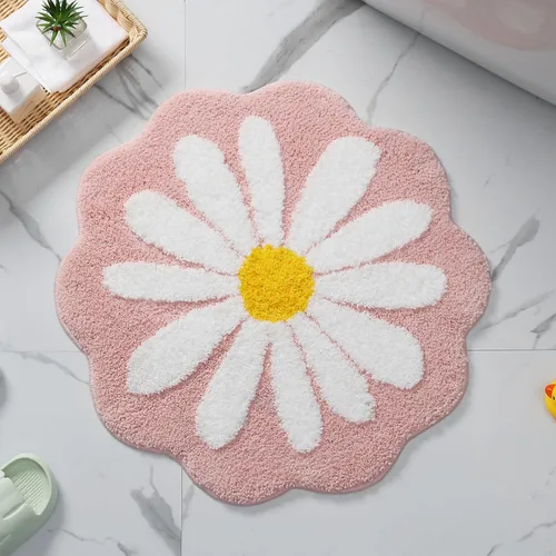 Miniatura 12 de Bonita alfombra de baño, alfombra antideslizante de absorción de agua, suave, lavable a máquina, para dormitorio, cocina, baño, inodoro, 25.6 x 25.6
