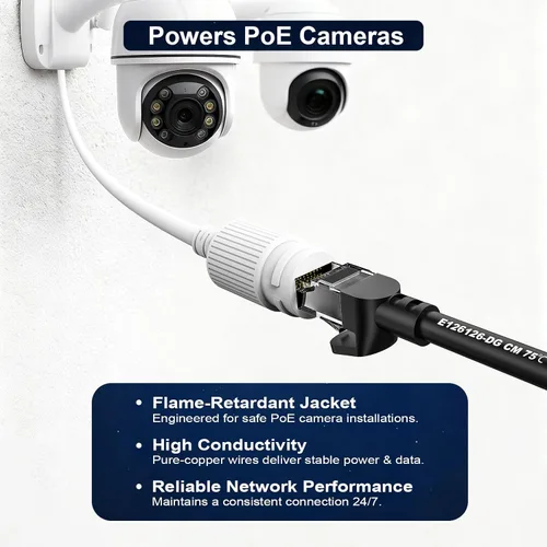 Miniatura 3 de Cable Ethernet Cat6 para exteriores de 50 pies, 24AWG 10 Gbps compatible con red Cat8/7, cobre puro, entierro directo, impermeable, subterráneo
