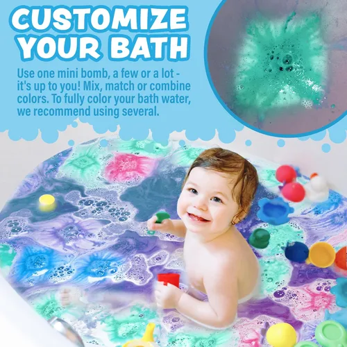 Miniatura 4 de Tub Works® Lil' Bursts™ Mini bombas de baño para niños, 90 unidades, Candy Splash No tóxicas Bombas de baño para niños pequeños con una ráfaga
