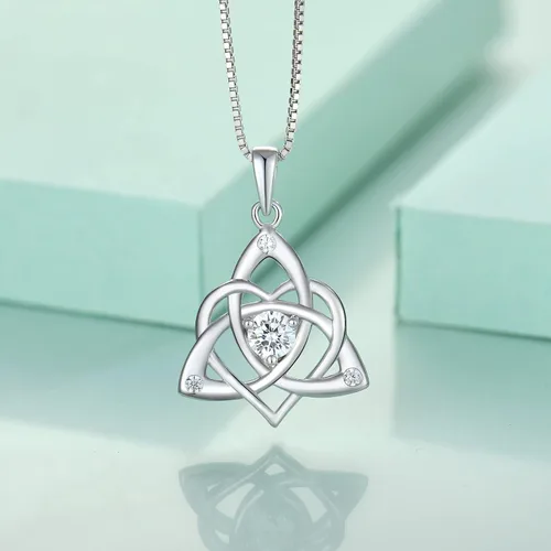 Miniatura 4 de STARCHENIE Collar de nudo celta para mujer de plata de ley 925 con dije de nudo de amor de la Trinidad Metal