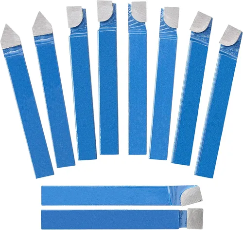 Miniatura 9 de 10 piezas de herramientas cortadoras de torno de metal de 1/4 de pulgada con punta de carburo, juego de corte de bits C6, para torneado de torno