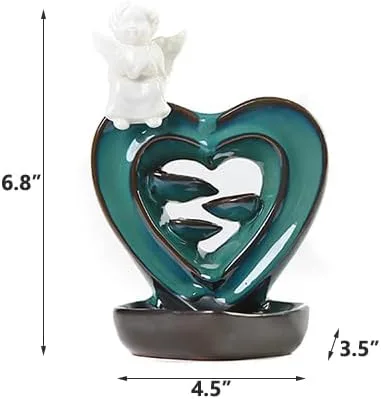 Miniatura 2 de Boy Angel Love - Soporte para quemador de incienso, cascada, cono de retorno, quemador de cerámica con pinzas, tapete AI001