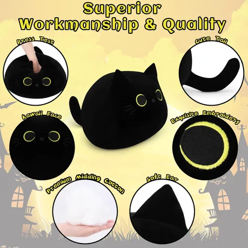 Miniatura 2 de Auspicious beginning Juguete de peluche de gato negro gigante de 19 pulgadas, juguete de peluche Kawaii, almohada de felpa de gato, decoración