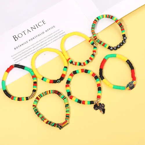 Miniatura 138 de Surfer Heishi - Pulseras apilables para mujer, apilables, de vinilo arcoíris, disco de arcilla, pulseras elásticas para la amistad, joyería bohemia