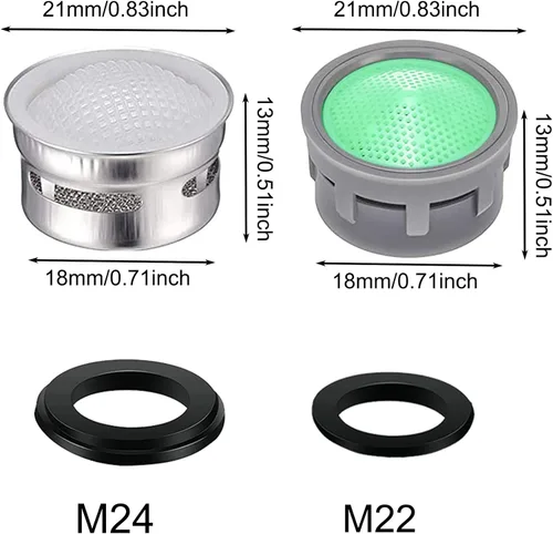 Miniatura 2 de 20 juegos de aireadores de grifo con juntas, piezas de repuesto de restrictor enchufable de 2.2 GPM para aireadores enchufables de baño o cocina