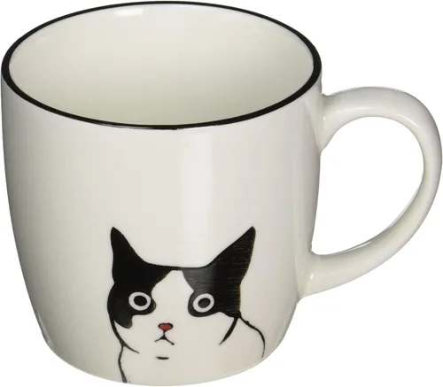 Abbott Collection, Taza Peering Cat en blanco y negro, 10 onzas