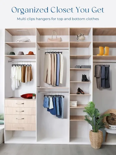 Miniatura 8 de Smartor - Perchas resistentes que ahorran espacio, paquete de 180, perchas delgadas de plástico para pantalones y shorts, estriadas antideslizantes