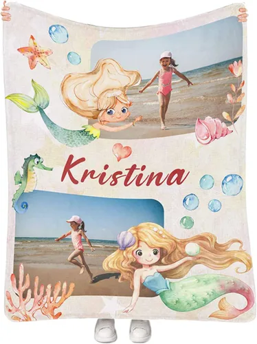 Miniatura 29 de Manta personalizada para niñas con nombre, manta personalizada de perezoso y mariposa, manta de forro polar suave para recién nacidos, baby shower