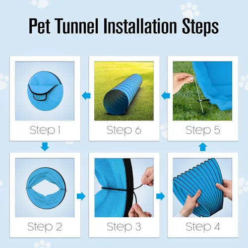 Miniatura 6 de Houseables Túnel para perros, túnel de agilidad para perros, equipo de agilidad, 18 pies, carrera de obstáculos para cachorros, área