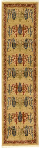 Miniatura 3 de Unique Loom Fars Collection - Alfombra moderna de diseño botánico inspirado en tribal, 2 pies 7 pulgadas x 10 pies 0 pulgadas, bronceado/rojo