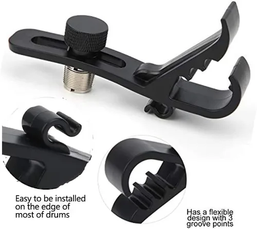 Miniatura 5 de Watris Veiyi - Clips para micrófono de tambor - 4 piezas, abrazaderas de montaje a prueba de golpes