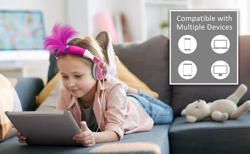 Miniatura 4 de Trolls World Tour Poppy - Auriculares para niños, brillan en la oscuridad, sonido estéreo, conector de 0.138 in, auriculares con cable para niños