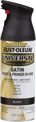 Rust-Oleum 245197 Pintura en aerosol universal para todas las superficies, 12 onzas, negro satinado
