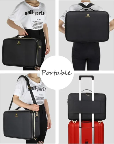 Miniatura 7 de Relavel Estuche de maquillaje grande para maquillaje, estuche de tren profesional de 16.5 pulgadas, organizador de cosméticos de viaje, soporte